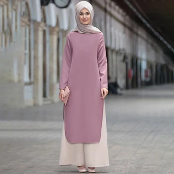 Rochie Musulman Femei Set Modest De Moda Haine Islamice Pentru Femei Topuri Pantaloni Rochie Lungă, Jilbab-Ul 2 Bucata Set Musulman Set De Trening