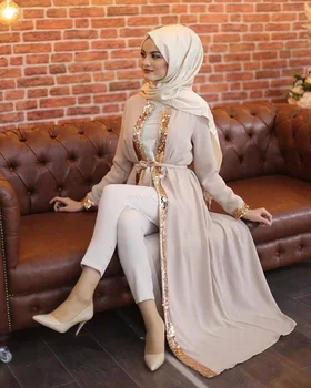 Dubai Deschide Abayas Femei Turc Khimar Sequined Rochie Musulman Ramadan Jilbab-Ul Hijab Robă Lungă Femme Musulmane Islamice Îmbrăcăminte
