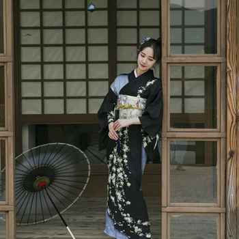 Femeile Chimono Tradițional Japonez De Înaltă Calitate, Print Floral Kimono Lung Sexy Geisha Yukata Cosplay Costum Din Asia De Imbracaminte