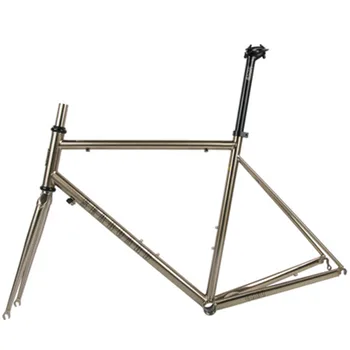 Road bike cadru CR01 ultralight cadru de oțel periat argint cu furca de carbon seat tube