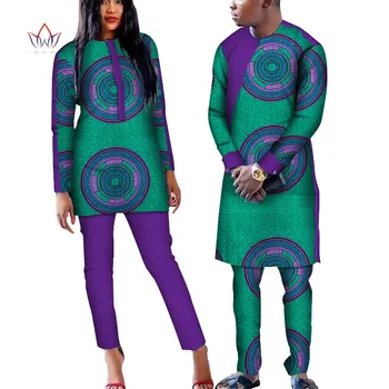 Dashiki Africane Ceara Print Haine pentru Cuplu Plus Dimensiune Africane Batic Două Bucata Set Crop Top cu Pantaloni Cuplu Îmbrăcăminte WYQ168
