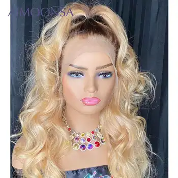 Dantelă Transparentă Peruci Colorate 613 Perucă Blondă Păr Uman Ombre Corpul Val Brazilian Fir De Par Uman, Peruci Pentru Femei T Parte De 130% Remy