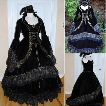 R-059 Victorian Gothic/Război Civil Southern Belle vrac Rochie de Bal Rochie de Halloween Vintage rochii Personalizate
