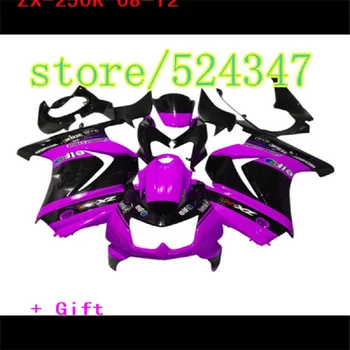 Violet negru pentru Kawasaki Ninja 250r Carenaj body kit 2008 - EX250 2009 2010 2011 2012 ZX 250 carenaj kituri de piese