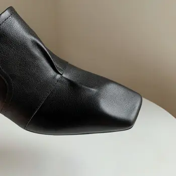 Kanseet Toc Subțire De Mare De Femei Pompe 2021 Nou Toamna Concis Deget De La Picior Pătrat Real Pantofi Din Piele Handmade, Rochie De Petrecere Doamnelor Încălțăminte 40