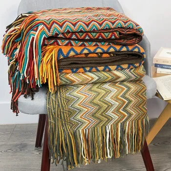 Boem Canapea Pătură Pătură De Tricotat De Vară Birou Pătura De Aer Condiționat Lua Patura Decor Acasă Pătură
