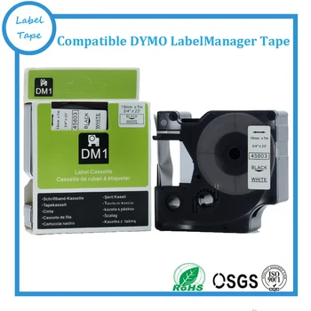 De vânzare la cald compatibil DYMO D1 LabelManager casete 19mm*7m, negru pe alb 45803