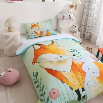 Desene animate Micul Fox Model de Familie Decorare Dormitor Carpetă Acopere (inclusiv față de Pernă) Single/duble/regina Pentru Băieți Și Fete