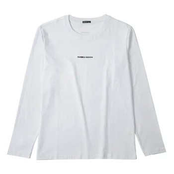 KUEGOU 2021 Toamna Bumbac imprimat Tricou Alb Barbati Slim Tricou Brand Maneca Lunga T-Shirt de sex Masculin Purta Plus Dimensiune Tee Topuri 7761