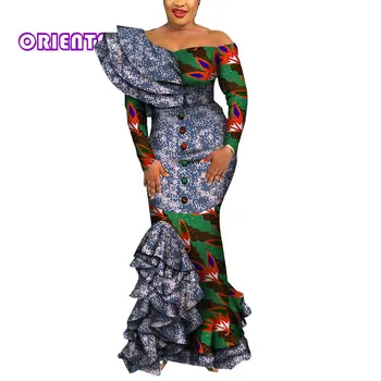 African Rochii pentru Femei Africane Ceara de Imprimare Timp Dashiki Rochie Drapată Volane Africane Tradiționale de Îmbrăcăminte de Nuntă WY5995