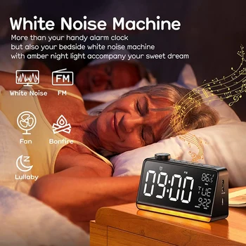 Ceas cu alarmă pentru Dormitor 9 Inch Digital Ceas cu Radio USB Încărcător Dual Radio cu Ceas Deșteptător 4 de Somn Mașină de Sunet