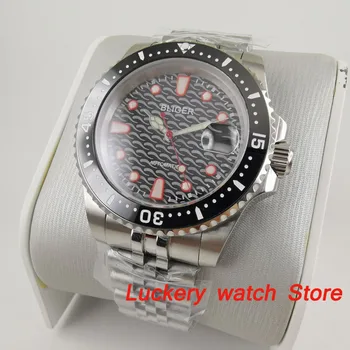 40mm bliger Lux ceas cadran negru saphire de sticla;otel inoxidabil Curea Automată bărbați Ceasuri Mecanice-BA207