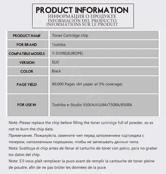 T-5508E T-5508 5508E cartuș de toner chip pentru Toshiba e-Studio 5508A 6508A 7508A 8508A 5508 6508 7508 8508 UN praf de resetare EUR