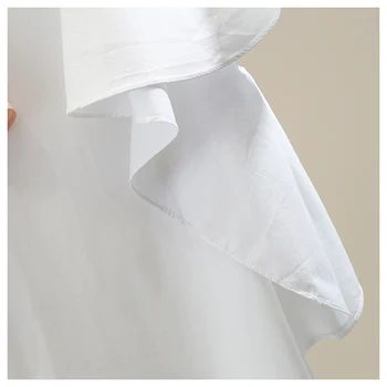 Dulce Tridimensională Neregulate Multi-Strat Ciufulit de Culoare de Contrast Gât T-shirt Femei de Moda de Vară Top Alb Negru
