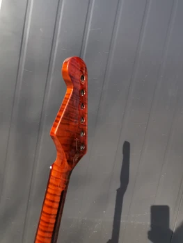 Maple Gât Chitara Tigru Flacără 22 Fret 25.5 inch de culoare Galben Închis Lac Perlat Artar rosewood Fingerboard Dot Inlay DIY 163#