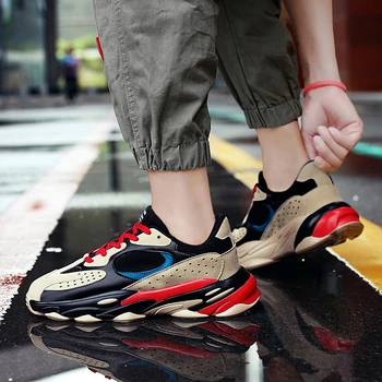 ADBOOV Culori Amestecate Barbati Pantofi din Piele Respirabil Alergători Om Adidași 2019 Moda EVA Tălpi interioare Pantofi Sport Pentru bărbați Plus Dimensiune
