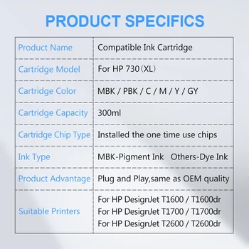 [Terț Marca] Pentru HP 730 HP730 Cartuș de Cerneală Compatibil Cu Plin de Cerneală DesignJet T1600 T1600dr T1700 T1700dr T2600 T2600dr