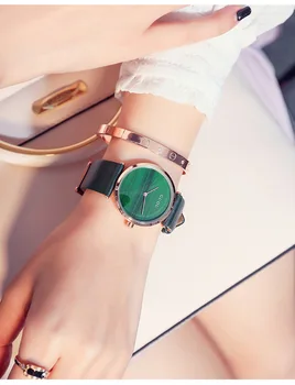 Noi Populare Malachit Verde Ceasuri pentru Femei Neutru 2 Mâini de sex Feminin ceas de mână rezistent la apă Benzi de Piele Ceasuri Cuarț Ceasuri