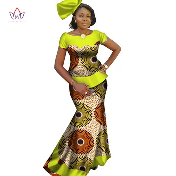 BintaRealWax Vara Africane Set de Fusta Pentru Femei Dashiki Plus dimensiune Nou Stil African Haine Bazin Riche Rochie pentru Petrecere WY2695