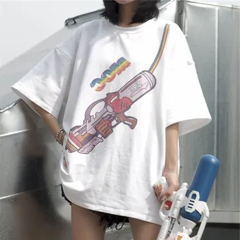 Tricou cu mânecă scurtă de sex feminin Harajuku bf femei de stil retro distractiv de imprimare pierde vara 2022 nou versiunea coreeană student tricou