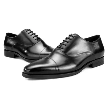 Autentice Din Piele De Calitate Mens Top Rochie Maro Negru Formale De Afaceri De Sex Masculin Pantofi 2021 Britanic De Mireasa Dantelă-Up Oxford Încălțăminte