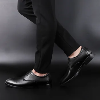 2021 Nou Stil pentru Bărbați Pantofi Derby din Piele Petrecere de Nunta de sex Masculin Dantelă Sus Clasice Pantof Negru, Omul Elegant de Birou de damă Pantofi Pentru Bărbați