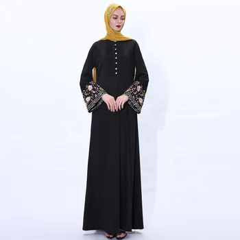 Broderie Femei Cu Rochii Lungi Rochie Musulman Flare Sleeve Islamic Jilbab-Ul Caftan Maxi Turcia Ramadan Dubai Cocktail Halat Arabe Haine
