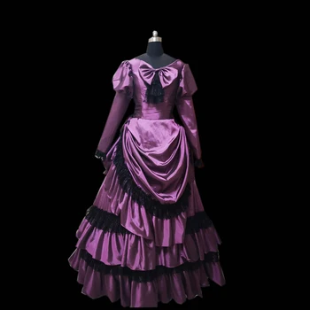 2019 Noi violet de sex Masculin Halloween Cosplay dress Colonial Georgian Renascentist, Gotic Istoric rochie D-308
