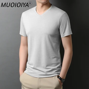 MUOIOYIA Om T-shirt Short Sleeve Top de Vară 2022 Înaltă Calitate V Neck Short Sleeve Tricouri Barbati Tricou Teeshirt Homme KJ7080