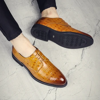 Bărbați Manual Clasic de Crocodil Model PU de Înaltă calitate, Pantofi Oxford Clasic de Moda de zi cu Zi Toate-meci Business Casual