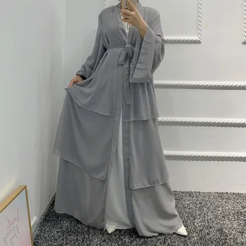 Solid Deschide Caftan Dubai Abaya Turcia Kimono Șifon Cardigan Musulmane Hijab Rochie de Ramadan Abayas pentru Femei Caftan Haine Islamice