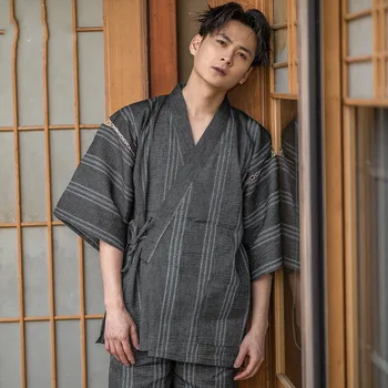 Legat de Bumbac pentru Bărbați Kimono Yukata Sudoare Abur Costum de Pijama Noua Japonia Stil Masculin Mobilier Acasă