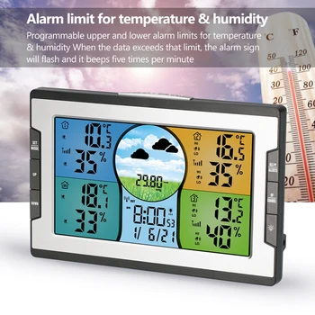 Ceas Digital RF Temperatură și Umiditate Indicator Avertizare Alarmă Stația Meteorologică Prognoza Meteo Afișare Aer