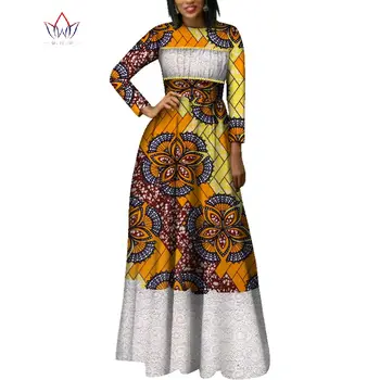 Toamna noua moda afriac rochii pentru femei Dashiki Dantela Mozaic African Tradițional de Îmbrăcăminte Rochie de Petrecere WY