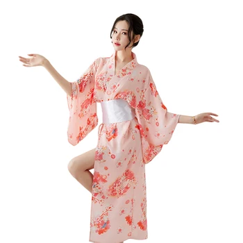 Femei Lungă Cherry Blossom Kimono Îmbunătățit Japonezi Rochie de Noapte Fusta Yukata Fotografie Scena de Performanță Costum