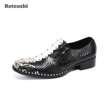 Batzuzhi Nou Manual de Piele Barbati Pantofi Rotund-Deget de Metal Alb Negru din Piele Pantofi Rochie Oameni de Afaceri Formal Pantofi!