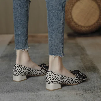 Pantofi Femei Sexy Leopard De Imprimare Mary Pantofi Primavara Si Toamna 2021 Noua Moda Single Pantofi Doamnelor Confortabil Square Toe Pompe