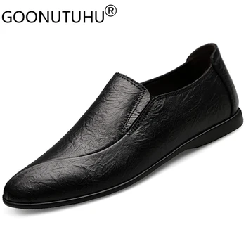 2021 Moda Barbati Pantofi Casual din Piele Moale Mocasini Mascul Maro Negru Confortabil Alunecare Pe Pantofi Om de Conducere Pantofi Pentru Bărbați