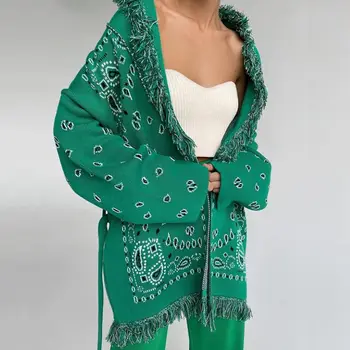 EleeMee Liber Pulover Tricotat Pentru Femei 2022 Vintage Sex Feminin Cardigane Tassual Bandaj Uri De Moda Streetwear Doamna Topuri Marimea S-M