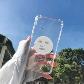 Japonia Amuzant 3D Masca Faciala Titular Clar Caz Moale Pentru IPhone 7 8 Puls X XR XS 11 12 13Pro Max Minunat de Protecție 2021 Cald Capac