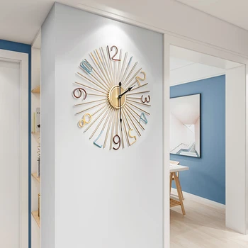 De Lux Creative Ceas De Perete Cu Design Modern Dormitor Nordic Metal Tăcut Simplu Ceas De Perete Camera De Zi Reloj De Pared Decor Acasă 50
