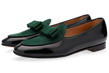 Barbati Pantofi Rochie Petrecere de Nunta Încălțăminte Pantofi Bowknot Slip-on Belgian mocasini Formale Toc mic Manual pentru Bărbați Pantofi Rochie UE39-UE46