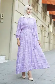 Bat Maneca Rochie de Imprimare SB-Iarna Toamna anului 2021 Femeile Musulmane Hijab, vălul Islamic Turcia