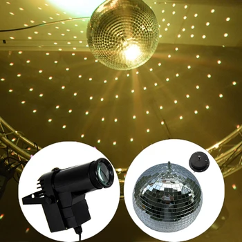 30CM Sticla Oglinda Disco Ball Argint Agățat de Oglindă Minge Disco Cu Telecomanda RGB Fascicul Pinspot Reflectoarelor Petrecere de Crăciun Etapa Lumina