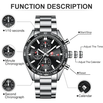 Noi GHEPARD Bărbați Ceas de Lux de Top de Brand Cronograf Sport Impermeabil Bărbați Ceasuri Luminoase Cuarț Oțel Inoxidabil de sex Masculin Ceas