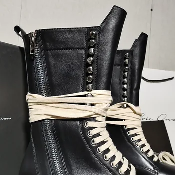 Highstreet Brand Rick 2022s Cizme Negre Pantofi pentru Bărbați Owens Adidas Barbati Casual Pantofi Negri Cuplu Înălțime Creșterea Cizme