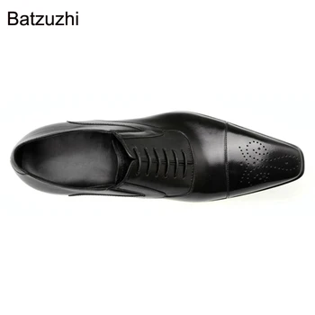 Batzuzhi Lustruit piele de Vacă Pantofi pentru Bărbați Domn Rochie din Piele Pantofi Barbati Maro Dantela-up de Tip Britanic Oameni de Afaceri Formale Pantofi!