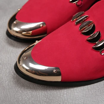Christia Bella Noua Moda piele de Căprioară Piele Barbati Mocasini Dimensiune Mare Lanț de Alunecare pe Metal Rotund Deget de la picior Parte Oficială Barbati Pantofi Rochie