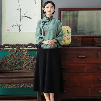 2021 noul stil chinezesc qipao bluza camisa mujer de zi cu zi tangsuit cheongsam qipao top femei toamna camasa eleganta china blusa