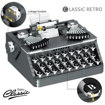 1136Pcs Colectia Vintage Mecanic Typewriter Keyboard Asamblare Model Blocuri MOC de Învățământ Set Jucării Pentru Copii Cadouri